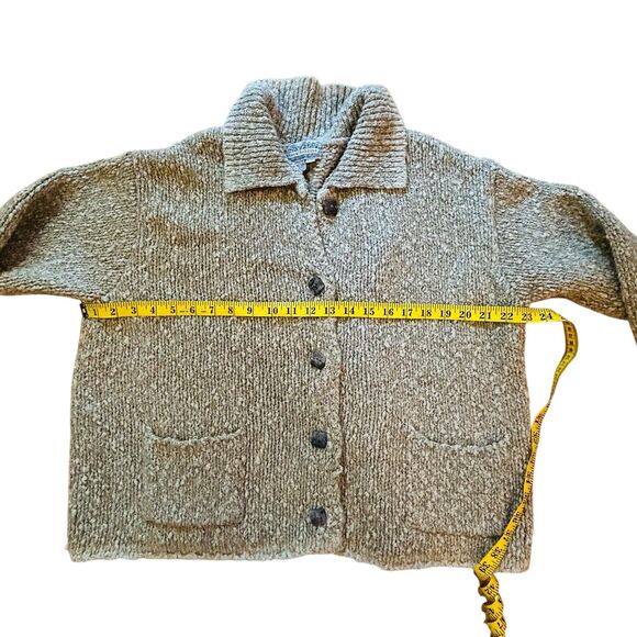 ROYAL ROBBINS Cardigan Sweater Womens Large Chunky Knit Green Cotton Wool Blend - Picture 5 of 8